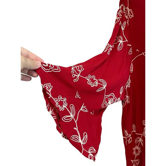 CATHERINES 2X Boho Embroidery Top Blouse Floral Fairy Artsy Flowy Flutter Sleeve - Picture 4 of 11